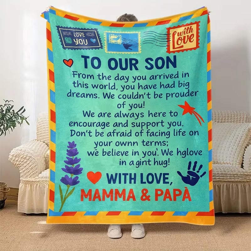 BLANKET FOR SON FROM MOM AND DAD – COMFORT & WARMTH GIFT Sherpa Fleece Blanket