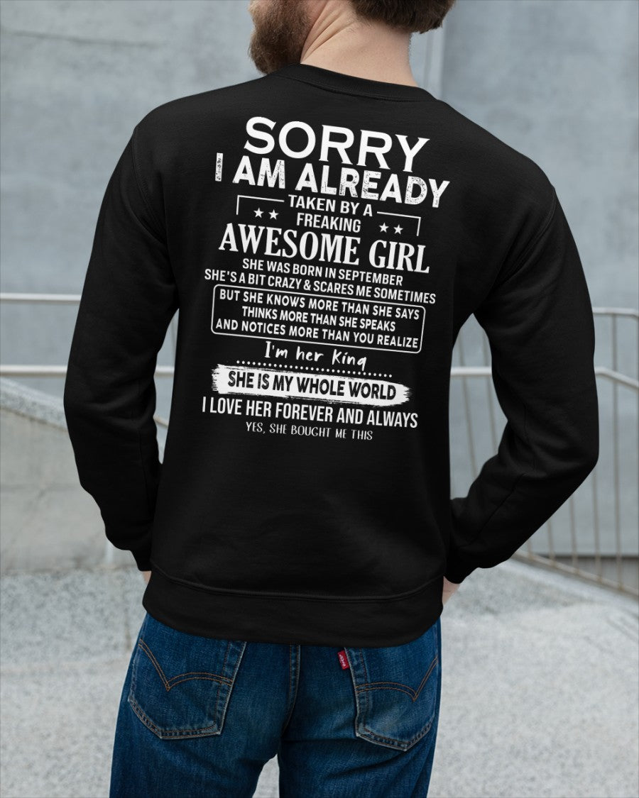 Sorry Girls, I’m Taken - My Girlfriend is Crazy & Cute - Perfect gift for your boyfriend - HL09 (SKU04-95-09)