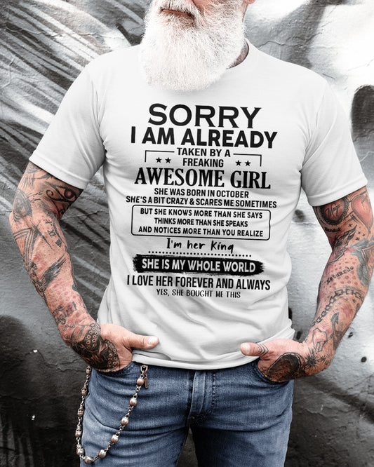 Awesome girl was born October - Gift for boyfriend, Gift for husband from girlfriend - Perfect gift for your boyfriend - HL10 (SKU26T-01-23-10)