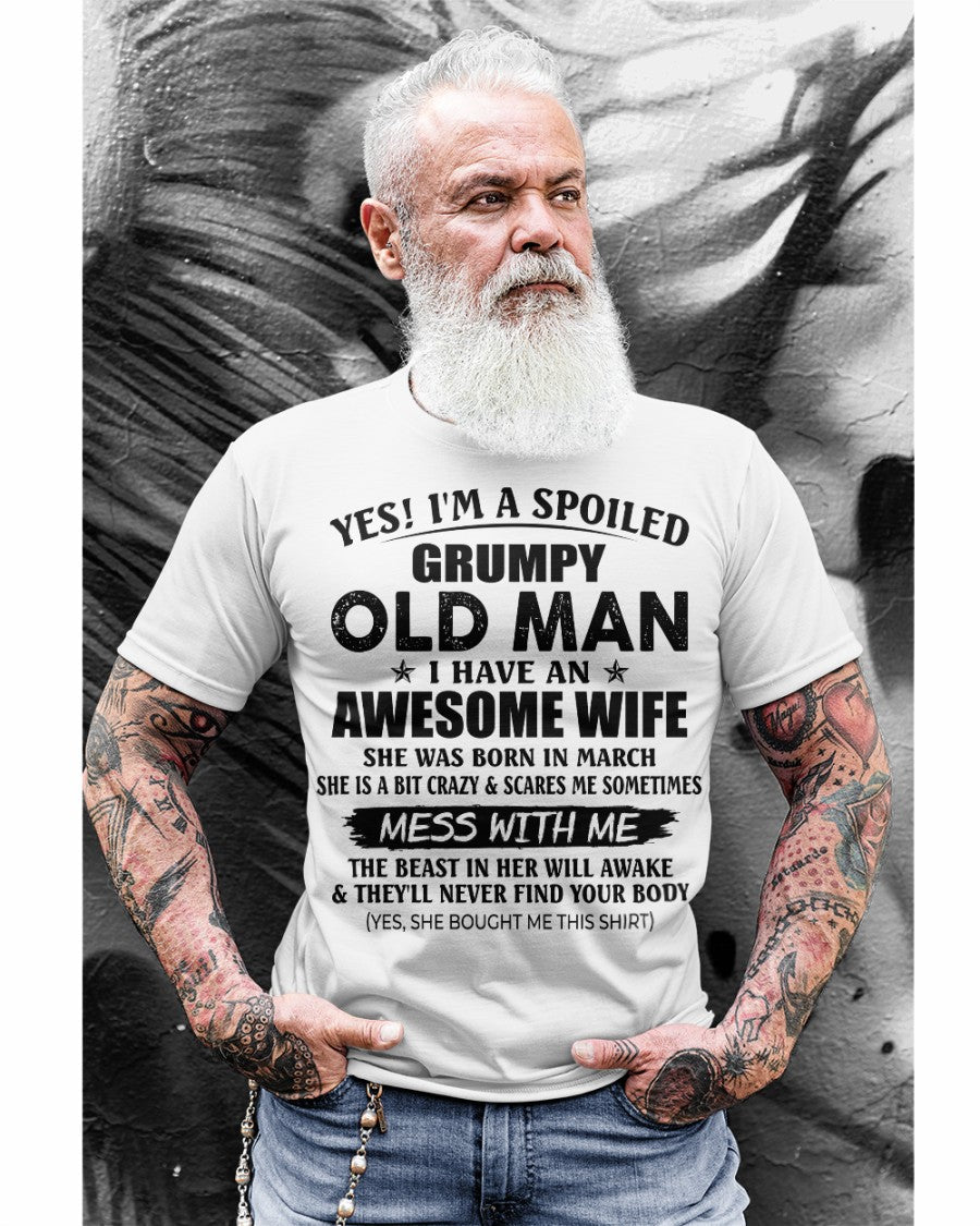 March Awesome Wife Was Born In March - Gift For Boyfriend, Gift For Husband From Wife - Perfect Gift For Your Husband - HL03 (SKU2606-232-03)