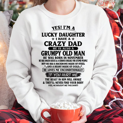 November Dad – Lucky Daughter I Have a Crazy Dad T-Shirt – Gift From Dad to Daughter – Special Gift for Your Daughter – HL11 (SKU96-79-11)