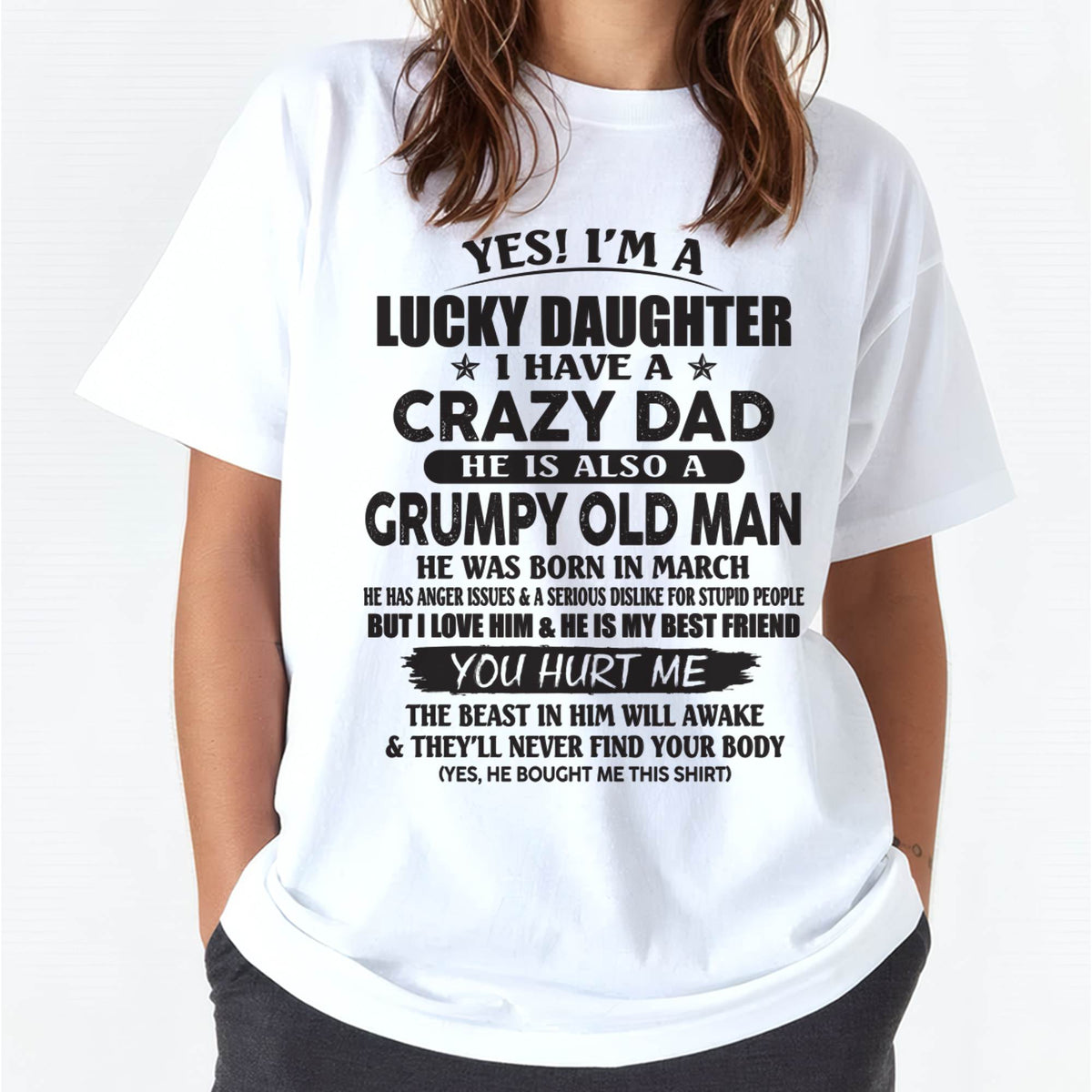 March - Gift For Daughter Tshirt From Dad - Personalized T-shirts For Kids - Awesome Grumpy Old Dad - Special gift for your daughter - HL03 (SKU10-112-03)