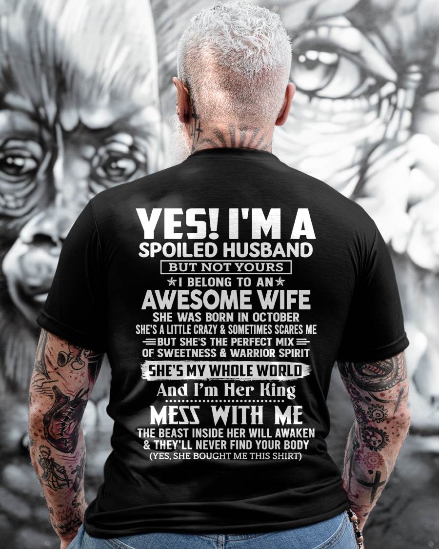 Awesome Wife October - Gift for Boyfriend, Gift for Husband from Wife - Perfect Gift for Your Husband - HL10 (SKU2605-375-10)
