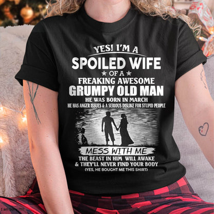 Awesome grumpy old man was born March - Gift for girlfriend, Gift for wife from husband - Perfect gift for your wife - HL03 (SKU2601-226-03)