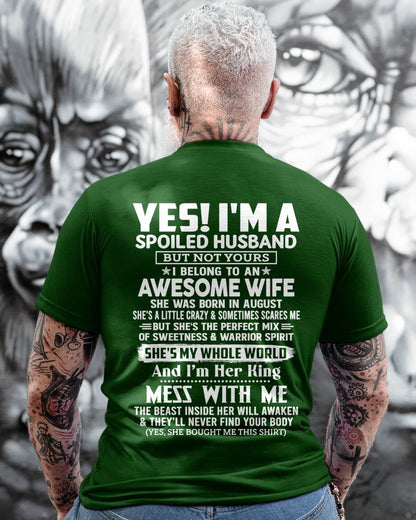 Awesome Wife August - Gift for Boyfriend, Gift for Husband from Wife - Perfect Gift for Your Husband - HL08 (SKU2605-375-08)