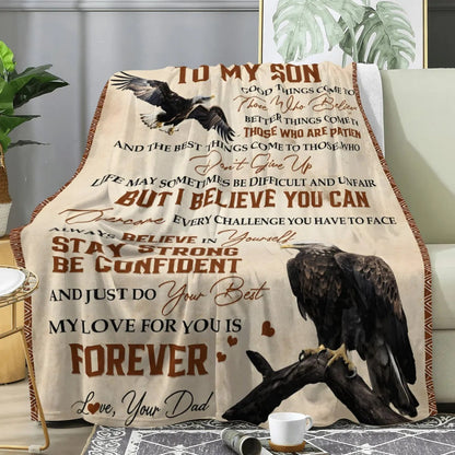 BLANKET FOR SON – COMFORT & WARMTH GIFT FROM DAD - Sherpa, Fleece, Quilt Blanket - NINA (SKU2608-120)