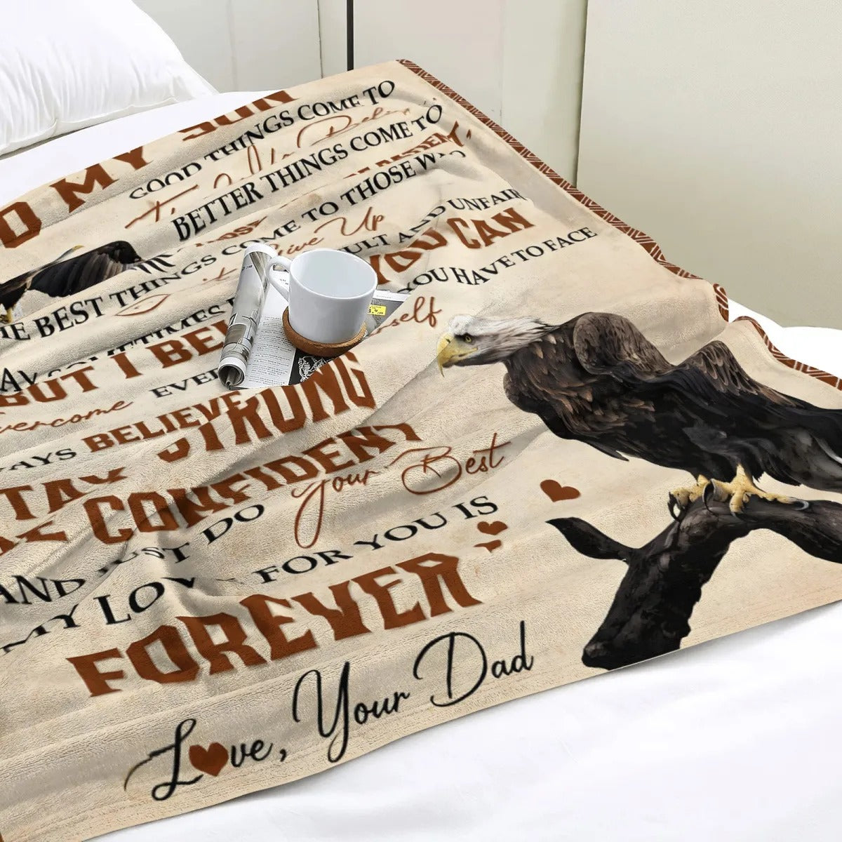 BLANKET FOR SON – COMFORT & WARMTH GIFT FROM DAD - Sherpa, Fleece, Quilt Blanket - NINA (SKU2608-120)