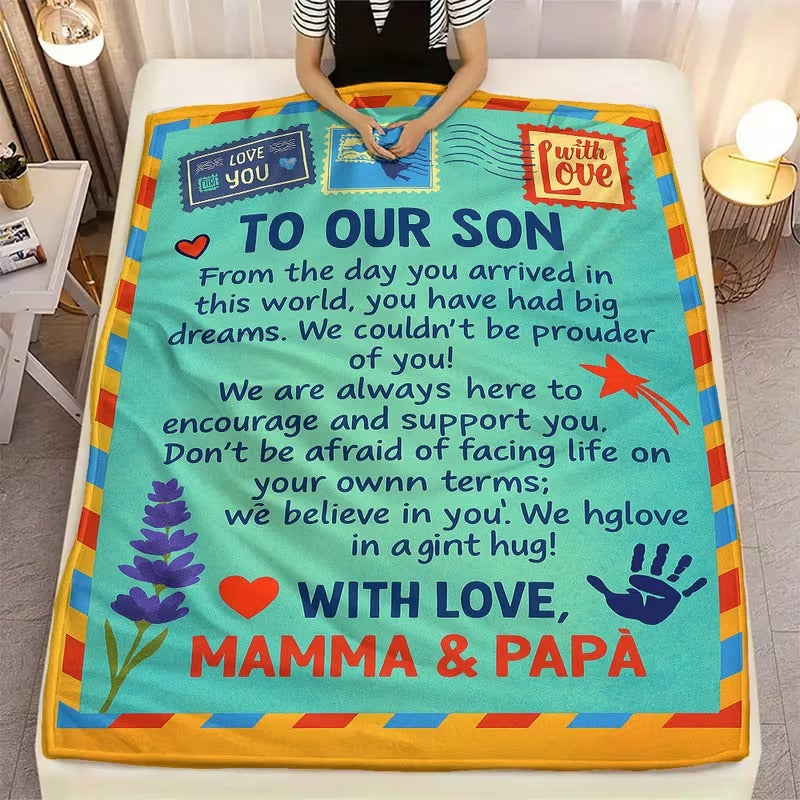 BLANKET FOR SON FROM MOM AND DAD – COMFORT & WARMTH GIFT Sherpa Fleece Blanket