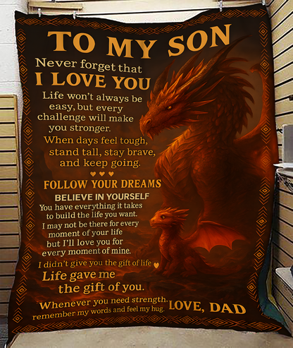 BLANKET FOR SON - GIFT FROM DAD - COMFORT & WARMTH GIFT NTTD00 (SKUB-DAD-DT00)