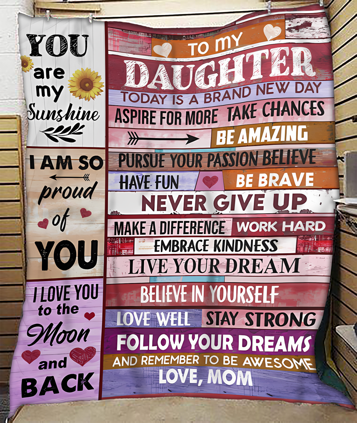 BLANKET FOR DAUGHTER – COMFORT & WARMTH GIFT FROM MOM Sherpa Fleece Quilt Blanket NTTD00 (SKUB-BLK-MOMD2)