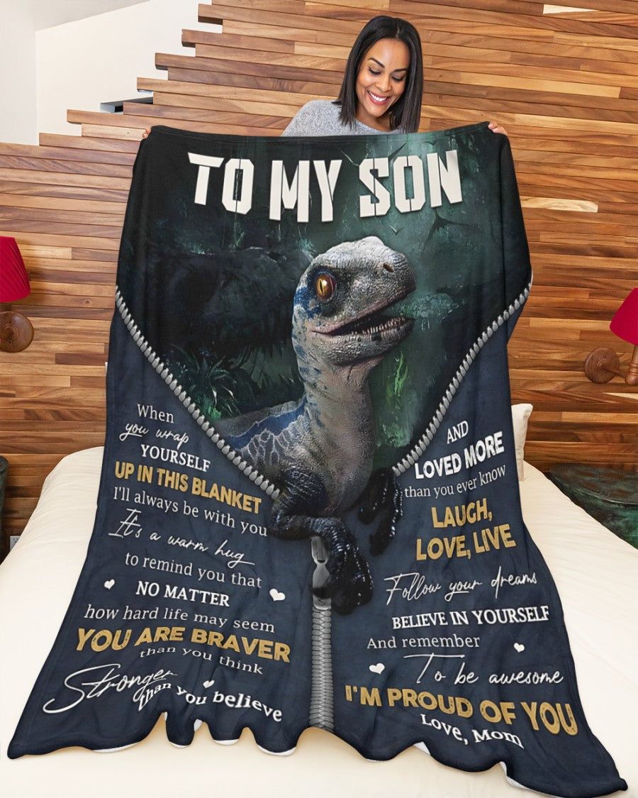 BLANKET FOR SON – COMFORT & WARMTH GIFT FROM MOM Sherpa Fleece Quilt Blanket NTTD00 (SKUB-BLK-MOMS1)