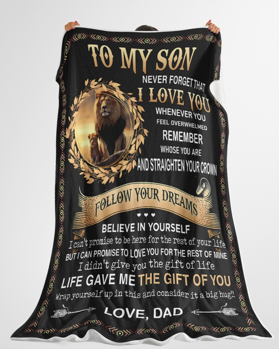BLANKET FOR SON – COMFORT & WARMTH GIFT FROM DAD Sherpa Fleece Quilt Blanket NTTD00 (SKUB11-BLK-11)