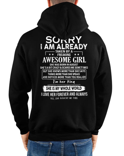 Sorry Girls, I’m Taken - My Girlfriend is Crazy & Cute - Perfect gift for your boyfriend - HL08 (SKU04-95-08)