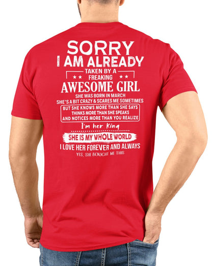 Sorry Girls, I’m Taken - My Girlfriend is Crazy & Cute - Perfect gift for your boyfriend - HL03 (SKU04-95-03)