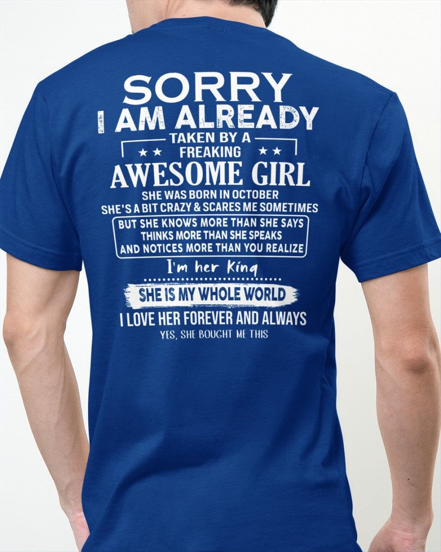 Sorry Girls, I’m Taken - My Girlfriend is Crazy & Cute - Perfect gift for your boyfriend - HL10 (SKU04-95-10)