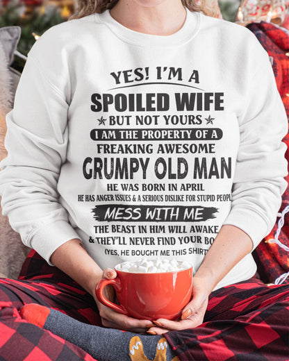 Grumpy Old Man April – Gift For Girlfriend T-Shirt - Gift For Wife T-Shirt - Funny Gift T-Shirt for Girlfriend - Gift for your wife – Anniversary, Birthday & Holiday Present from Boyfriend or Husband - Perfect gift for your wife – HL04 (SKU07-16-04)