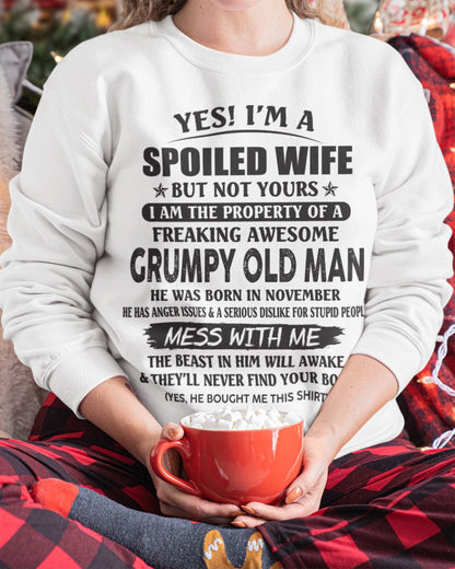 Grumpy Old Man November – Gift For Girlfriend T-Shirt - Gift For Wife T-Shirt - Funny Gift T-Shirt for Girlfriend - Gift for your wife – Anniversary, Birthday & Holiday Present from Boyfriend or Husband - Perfect gift for your wife – HL11 (SKU07-16-11)
