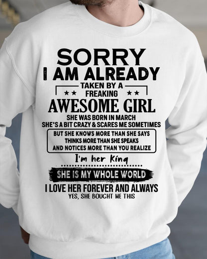 March - Awesome Girl born in March - Special gift for your boyfriend - HL03 (SKU.AT16)