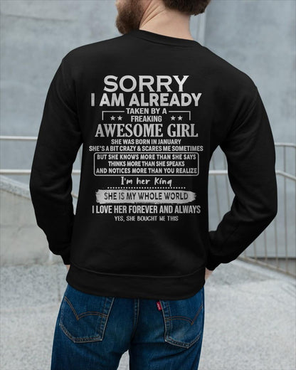 Sorry Girls, I’m Taken - My Girlfriend is Crazy & Cute - Perfect gift for your boyfriend - HL01 (SKU04-95-01)